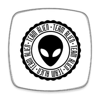 Team Alien rubber stamp - Square fridge magnet - white - Front