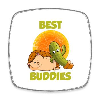Igel Kaktus Best Buddies - Viereckiger Kühlschrankmagnet - Weiß - Vorne