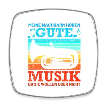 Retro Tuba Design mit Spruch - Viereckiger Kühlschrankmagnet - Weiß - Vorne
