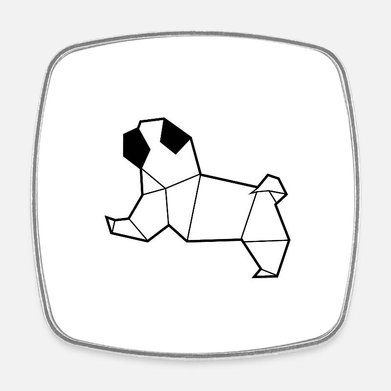Kleiner Mops Poly Art Geschenkhund - Viereckiger Kühlschrankmagnet - Weiß