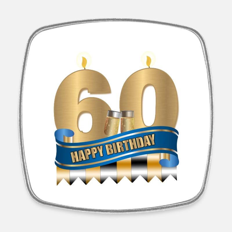 60e anniversaire - Magnet carré - blanc