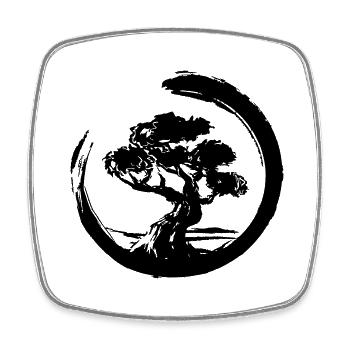 Horizont mit vintage Bonsai - Viereckiger Kühlschrankmagnet - Weiß - Vorne