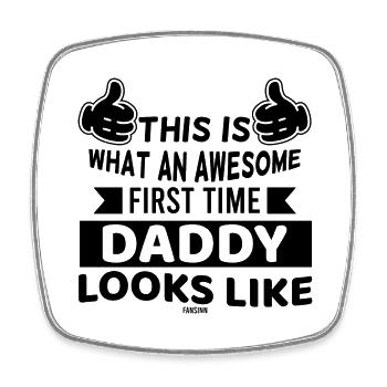 Papa homme enfants bébé fête des pères - Magnet carré - blanc - Devant