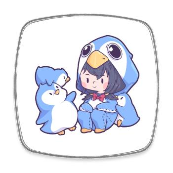Costume de pingouin fille Pôle Sud Pôle Nord - Magnet carré - blanc - Devant