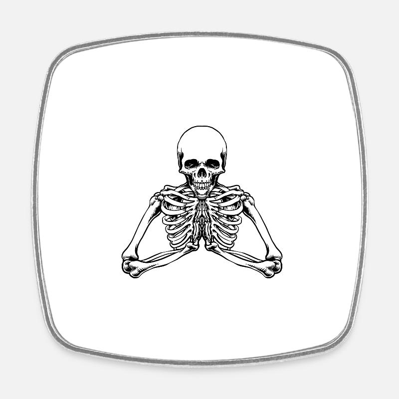 Namaste Skeleton Greeting Hand Palms Asian Style - Square fridge magnet - white