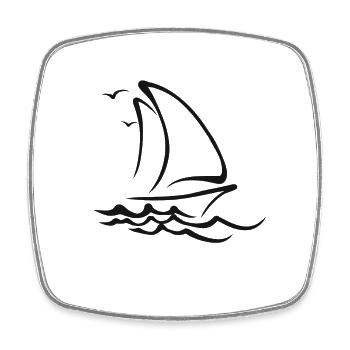 Voile bateau voile - Magnet carré - blanc - Devant