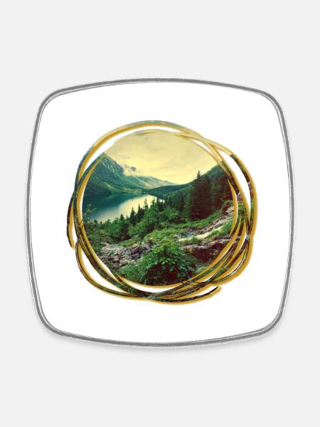 Natur Abenteuer Adventure Wald Berge Mountains See - Viereckiger Kühlschrankmagnet - Weiß