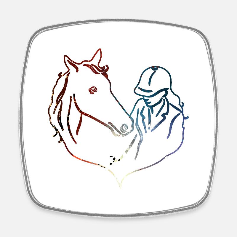 CHEVAL CHEVAL CHEVAL CAVALIÈRE - Magnet carré - blanc