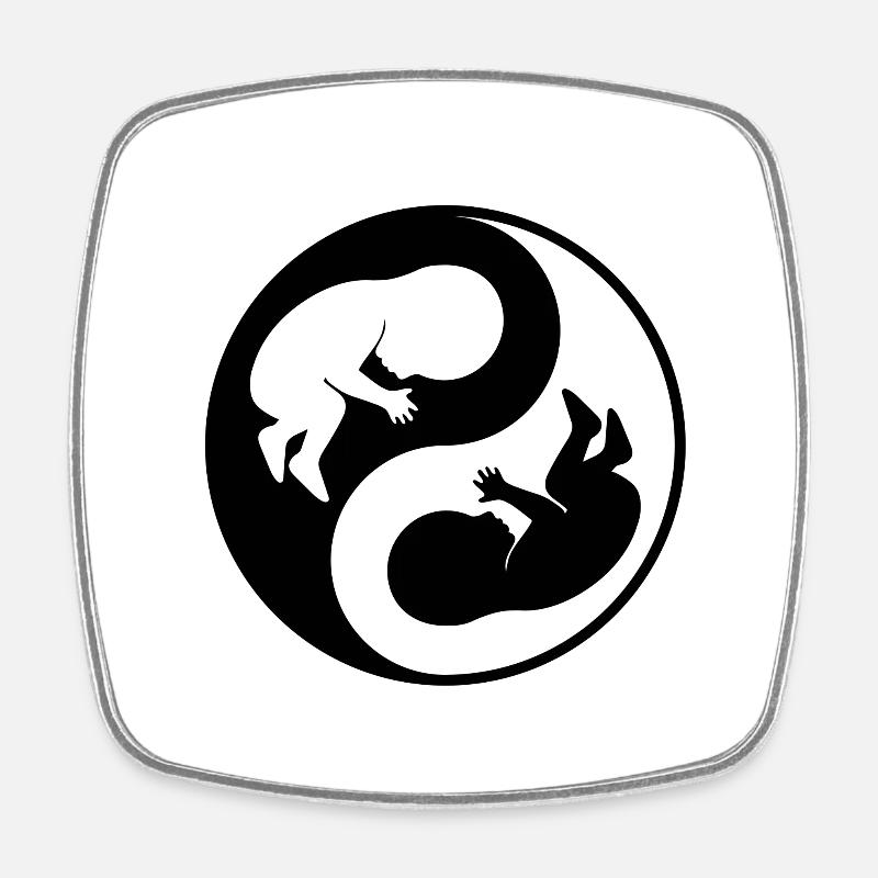 Yin Yang fetus babies - Square fridge magnet - white