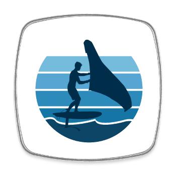 Hydrofoil Wingfoil Retro Foil Wing Wingfoiling Kit - Viereckiger Kühlschrankmagnet - Weiß - Vorne