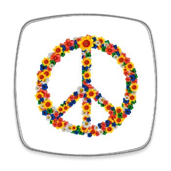 Peace Love 60er 70er Jahre Flower Power Hippie Out - Viereckiger Kühlschrankmagnet - Weiß - Vorne
