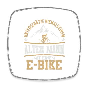 Alter Mann E-Bike Geschenk Berge Fahrrad - Viereckiger Kühlschrankmagnet - Weiß - Vorne
