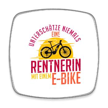 E-Bike Rentnerin Frauen Damen Geschenk Spruch - Viereckiger Kühlschrankmagnet - Weiß - Vorne