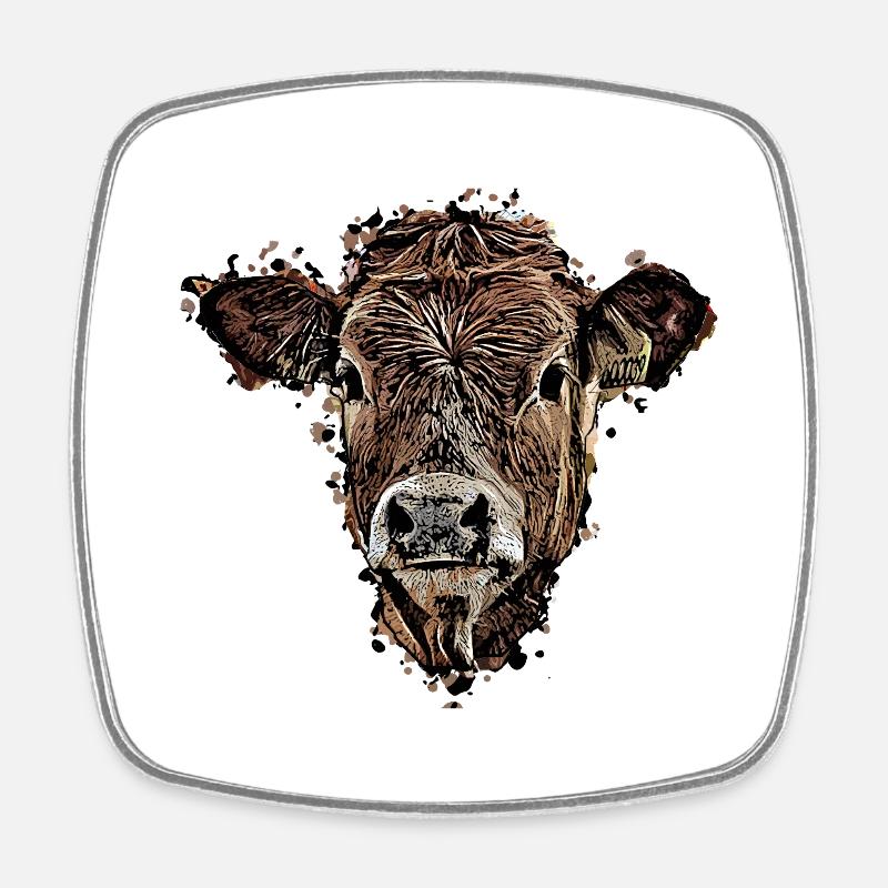 Vache - Magnet carré - blanc