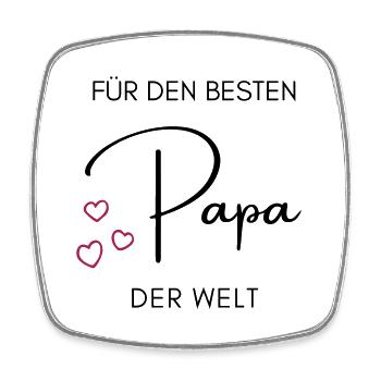 Für den besten Papa der Welt - Schriftzug Geschenk - Viereckiger Kühlschrankmagnet - Weiß - Vorne