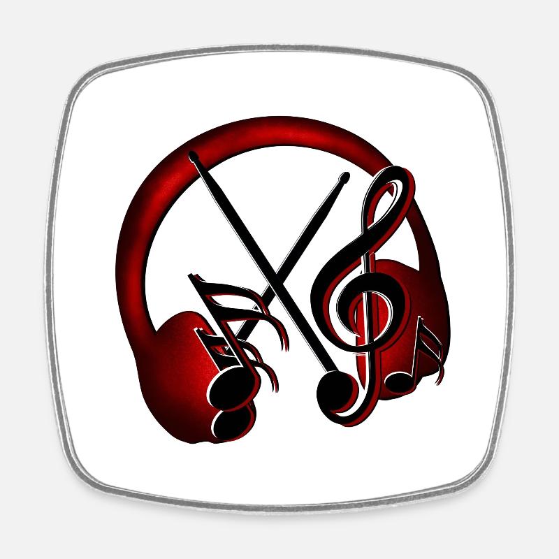 headphones - Square fridge magnet - white