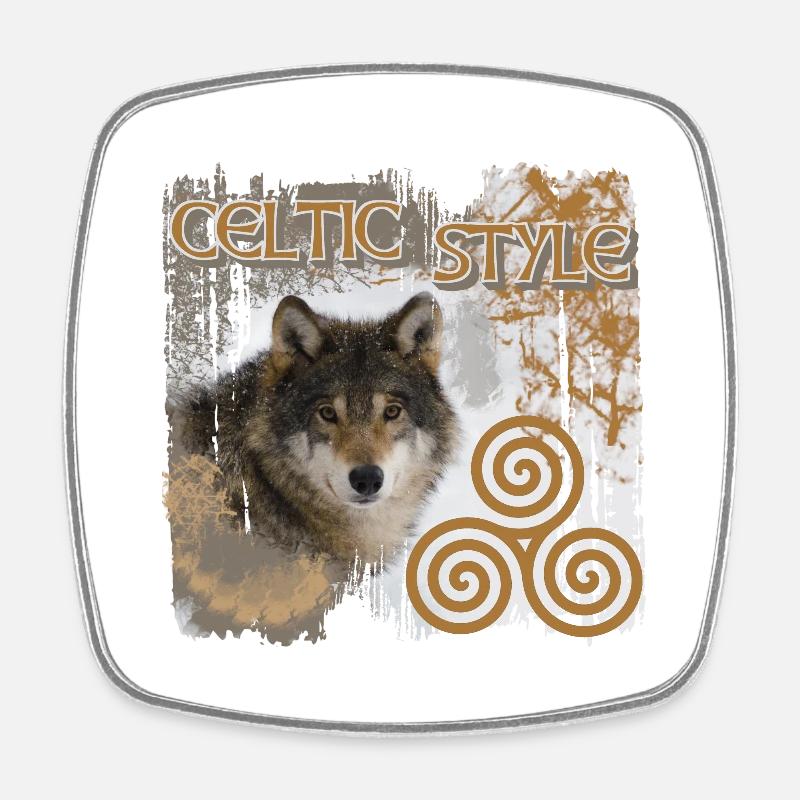 celtes 9 avec loup et triskele - Magnet carré - blanc