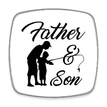 Father and Son Fishing Rod Angler Gift - Square fridge magnet - white - Front