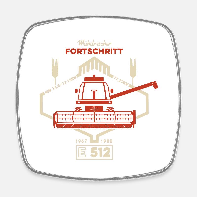 FORTSCHRITT Mähdrescher E512 DDR LPG - Viereckiger Kühlschrankmagnet - Weiß