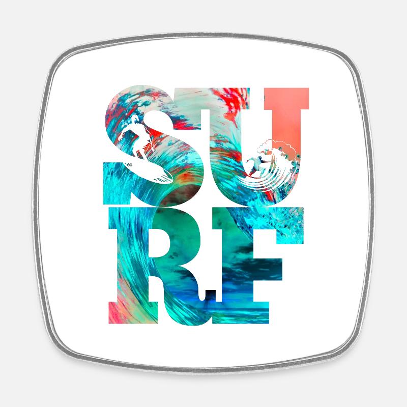 Surf Wellen Surfer Beach Surf - Magnet carré - blanc
