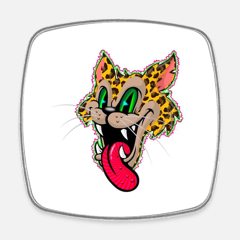 Leopard Comic - Viereckiger Kühlschrankmagnet - Weiß