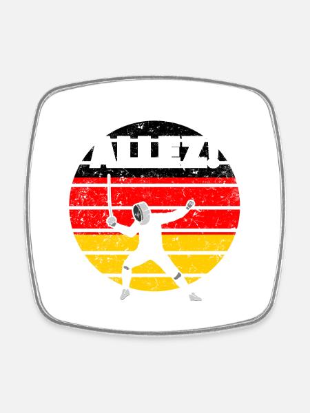 Fechter Deutsche Flagge Fechten - Viereckiger Kühlschrankmagnet - Weiß