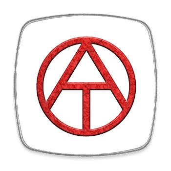 ATHEISMUS SYMBOL - Viereckiger Kühlschrankmagnet - Weiß - Vorne