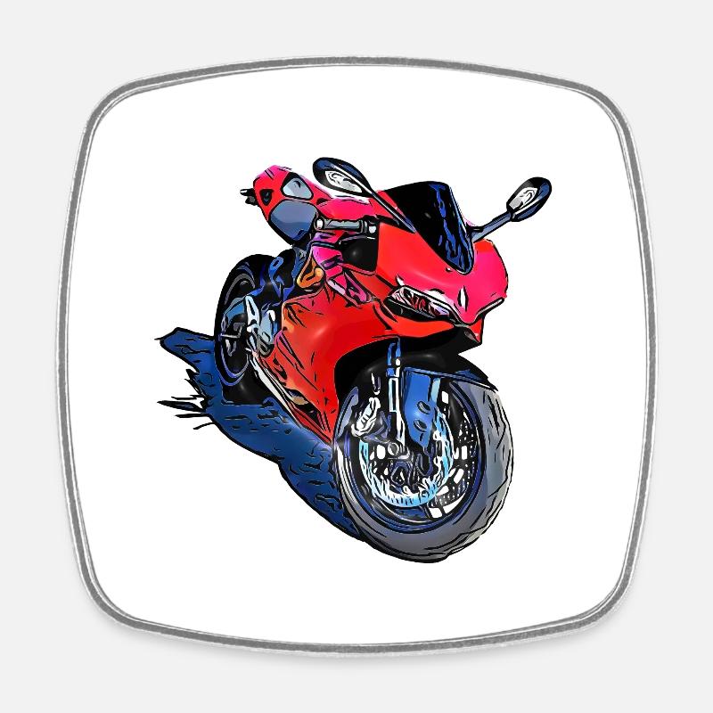 Sport Motorcycle Red - Square fridge magnet - white