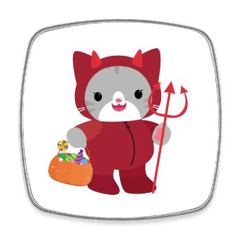 Halloween cat Red Devil. kawai - Square fridge magnet - white - Front