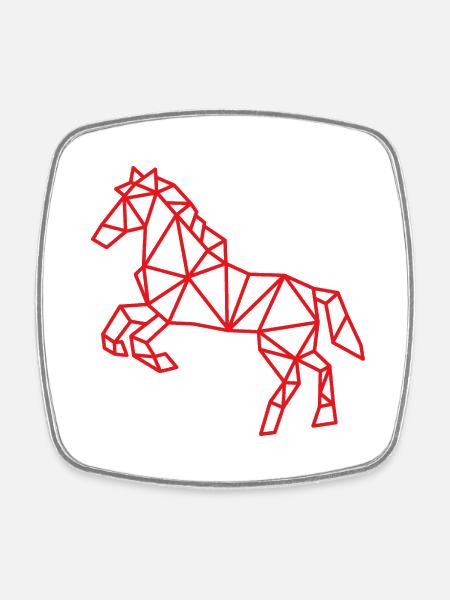 Pferd Geometrisch Linie - Viereckiger Kühlschrankmagnet - Weiß