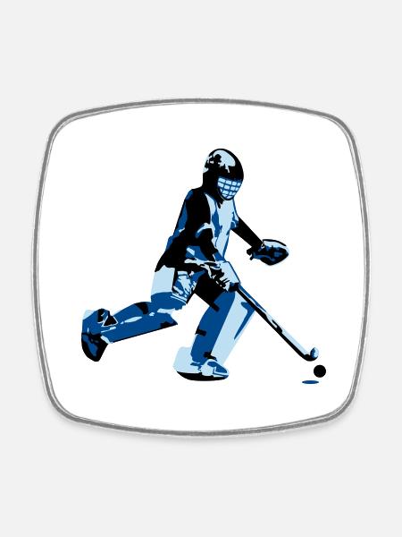 Hockey Goalie - Square fridge magnet - white