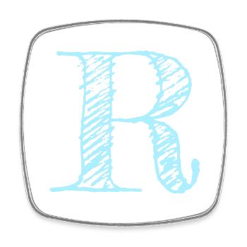 Letter "R" Comic Blue - Square fridge magnet - white - Front
