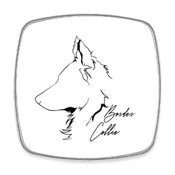 BORDER COLLIE Profile Dogs Dog Wilsigns - Square fridge magnet - white - Front