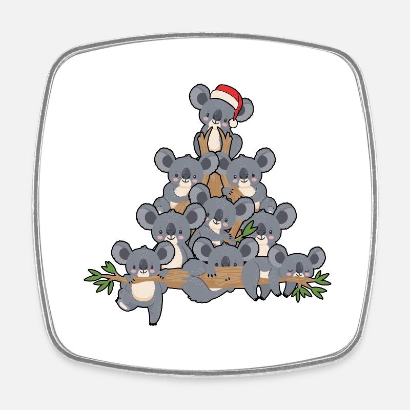 Weihnachts Baum Koala mit Lichtern Pinguin Spaß - Viereckiger Kühlschrankmagnet - Weiß