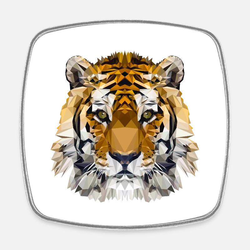 Tigre - Magnet carré - blanc