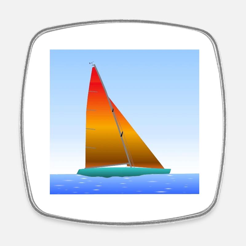 Segelschiff - Viereckiger Kühlschrankmagnet - Weiß