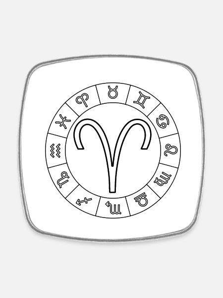 Sternzeichen Widder Aries - Viereckiger Kühlschrankmagnet - Weiß