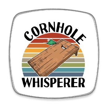 Cornhole Flüsterer - Cornhole Spieler Team - Viereckiger Kühlschrankmagnet - Weiß - Vorne