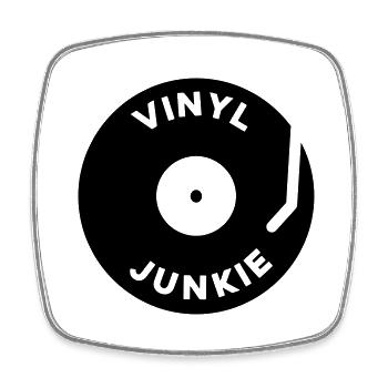 Vinyl Junkie - Viereckiger Kühlschrankmagnet - Weiß - Vorne