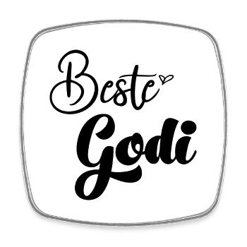 Beste Godi der Welt Patentante Tante Taufpatin - Viereckiger Kühlschrankmagnet - Weiß - Vorne