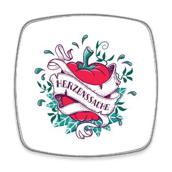 Paprika-Herz für Veganer Vegetarier nachhaltig - Viereckiger Kühlschrankmagnet - Weiß - Vorne