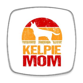 Australian Kelpie Dog Mom Grandma Gift - Square fridge magnet - white - Front