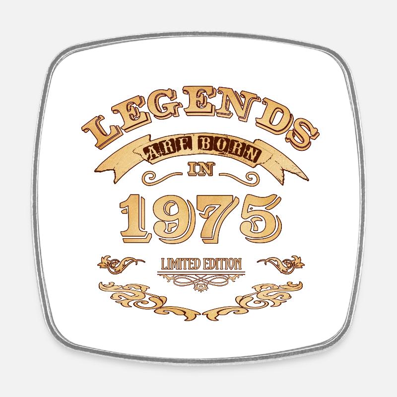 Legends are born in 1975 - Square fridge magnet - white