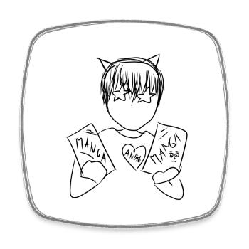 Manga Nerd - Magnet carré - blanc - Devant