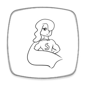Manga Frau - Viereckiger Kühlschrankmagnet - Weiß - Vorne
