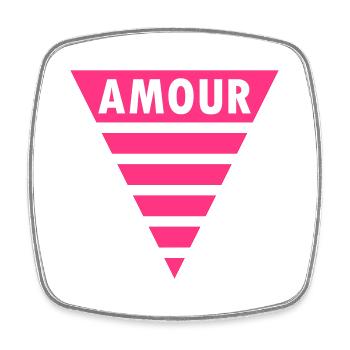 Amour im Dreieck (geteiltes Dreieck) - Viereckiger Kühlschrankmagnet - Weiß - Vorne