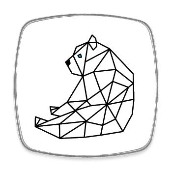 Bear Geometric Line - Square fridge magnet - white - Front