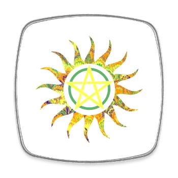 pentagram in sun e 258 - Square fridge magnet - white - Front