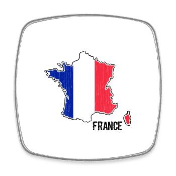 France Flag Map Outline - Square fridge magnet - white - Front