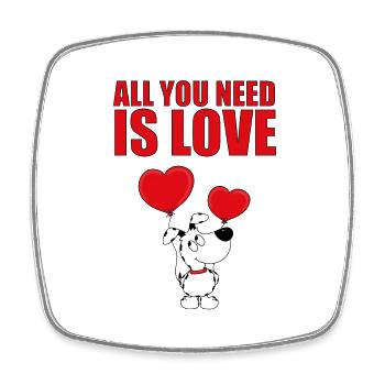 HUND - ALL YOU NEED IS LOVE - Viereckiger Kühlschrankmagnet - Weiß - Vorne